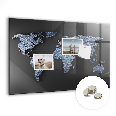 Decorative magnetic board World map 3D