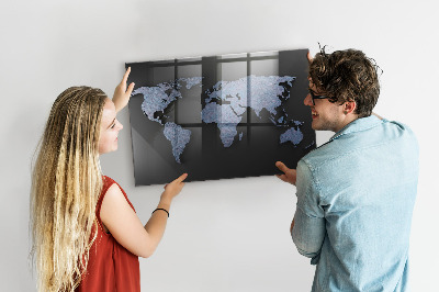 Decorative magnetic board World map 3D