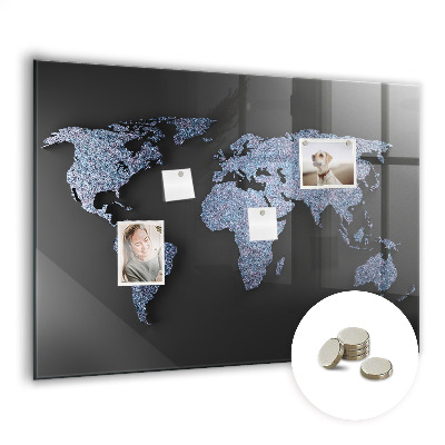 Decorative magnetic board World map 3D