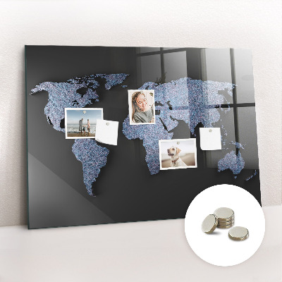 Decorative magnetic board World map 3D