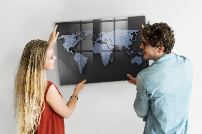 Decorative magnetic board World map 3D