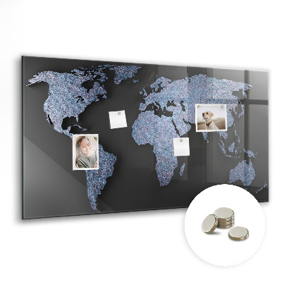 Decorative magnetic board World map 3D