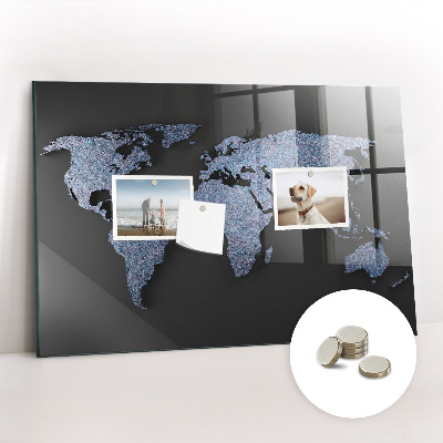 Decorative magnetic board World map 3D