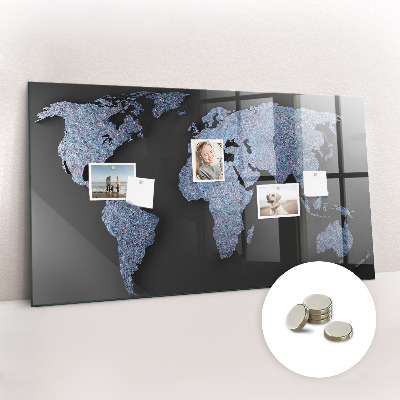 Decorative magnetic board World map 3D