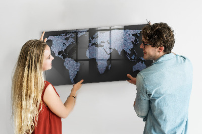 Decorative magnetic board World map 3D