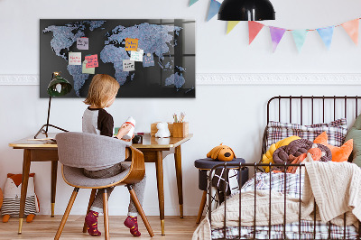 Decorative magnetic board World map 3D