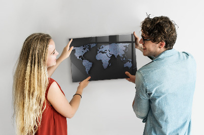 Decorative magnetic board World map 3D