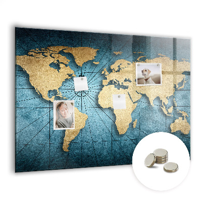 Decorative magnetic board World map 3D