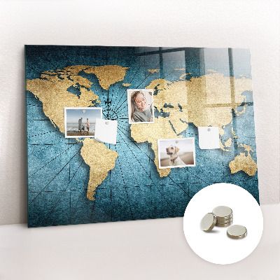 Decorative magnetic board World map 3D