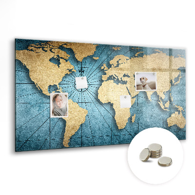 Decorative magnetic board World map 3D