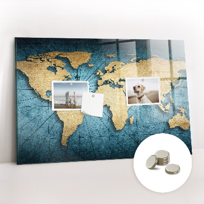 Decorative magnetic board World map 3D