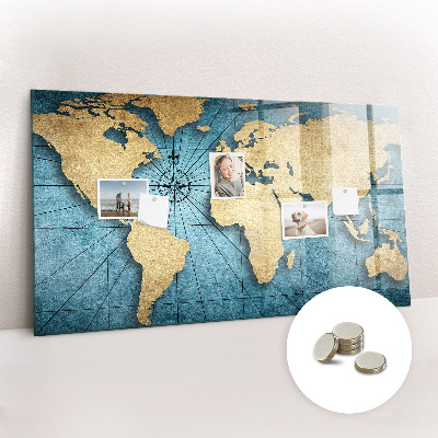 Decorative magnetic board World map 3D