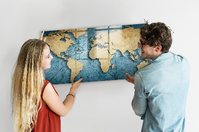 Decorative magnetic board World map 3D