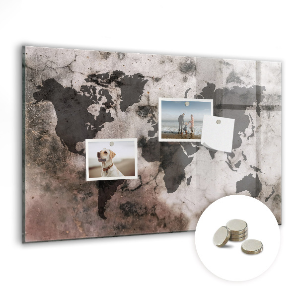 Decorative magnetic board World map concrete