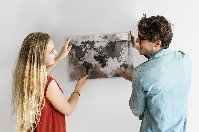 Decorative magnetic board World map concrete