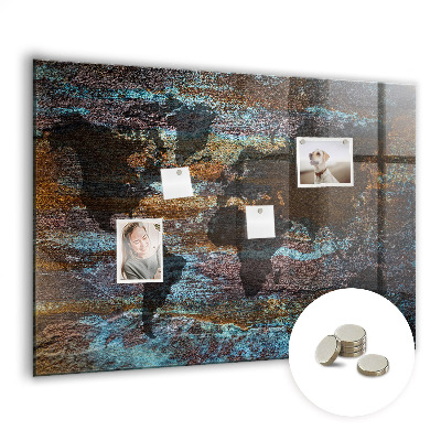 Decorative magnetic board World map rust