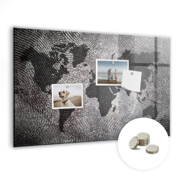 Decorative magnetic board World map concrete