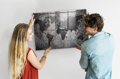 Decorative magnetic board World map concrete