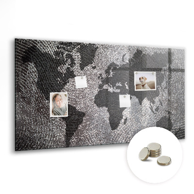 Decorative magnetic board World map concrete