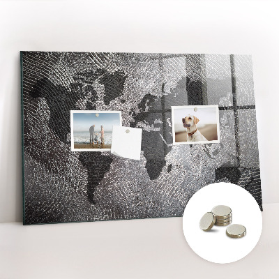 Decorative magnetic board World map concrete