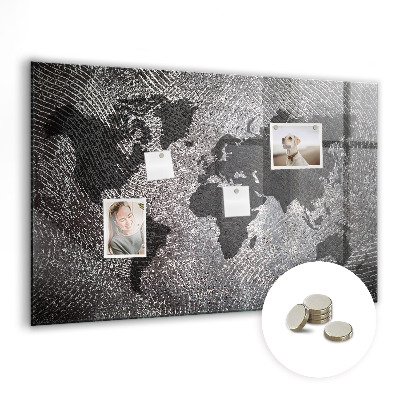 Decorative magnetic board World map concrete