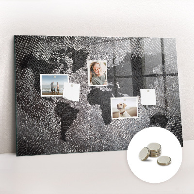 Decorative magnetic board World map concrete