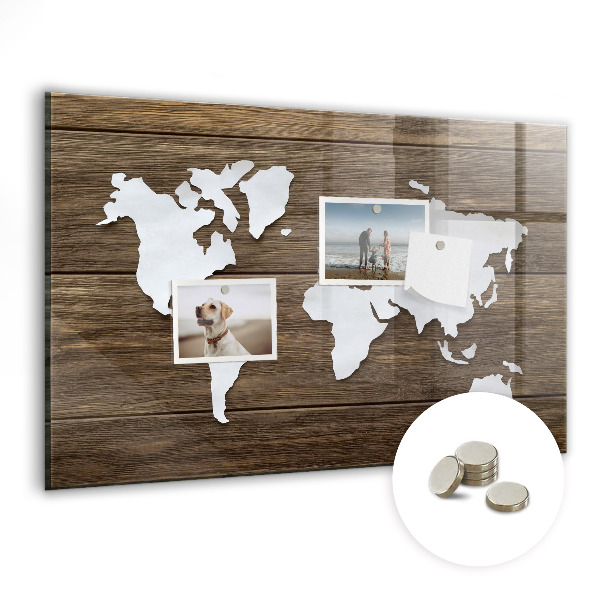 Decorative magnetic board World map on the boards