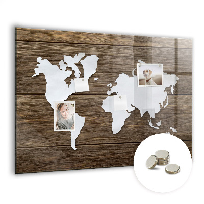 Decorative magnetic board World map on the boards