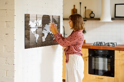 Decorative magnetic board World map on the boards