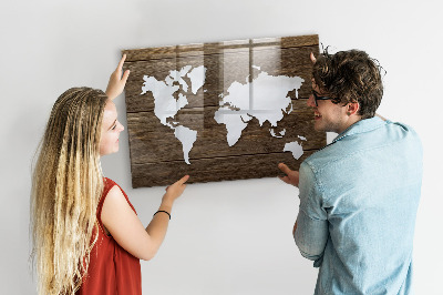 Decorative magnetic board World map on the boards