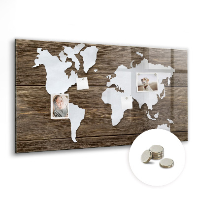 Decorative magnetic board World map on the boards