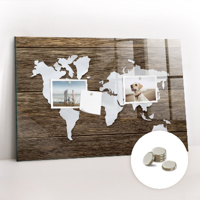 Decorative magnetic board World map on the boards