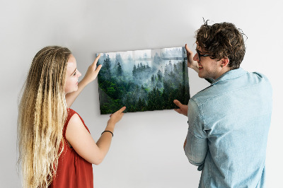 Magnetic glass board Foggy forest