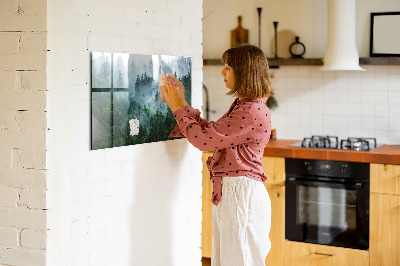 Magnetic glass board Foggy forest