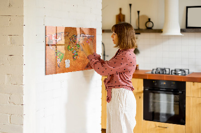 Decorative magnetic board World map with flags