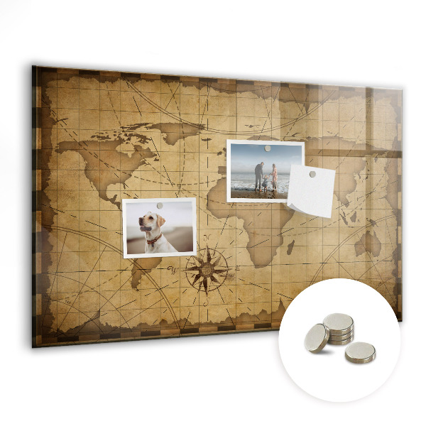 Decorative magnetic board Vintage world map