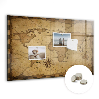 Decorative magnetic board Vintage world map