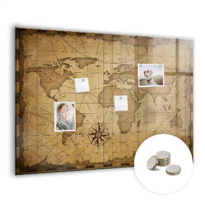 Decorative magnetic board Vintage world map