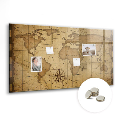 Decorative magnetic board Vintage world map