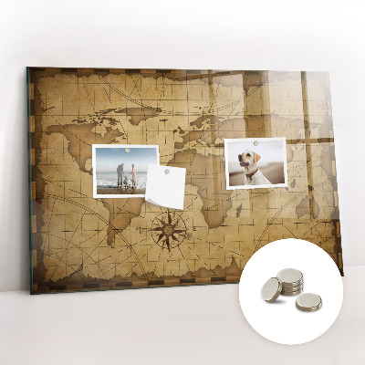 Decorative magnetic board Vintage world map