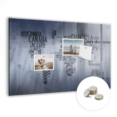 Decorative magnetic board Names of countries map