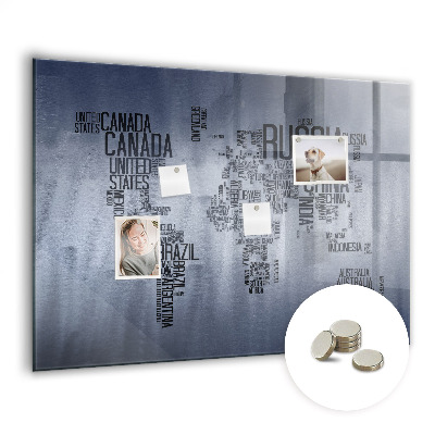 Decorative magnetic board Names of countries map