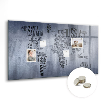 Decorative magnetic board Names of countries map