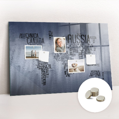 Decorative magnetic board Names of countries map