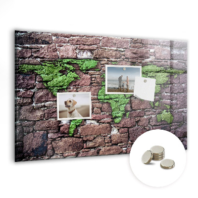 Decorative magnetic board World map brick