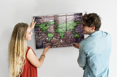 Decorative magnetic board World map brick