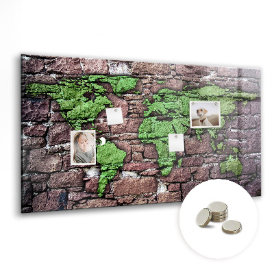 Decorative magnetic board World map brick
