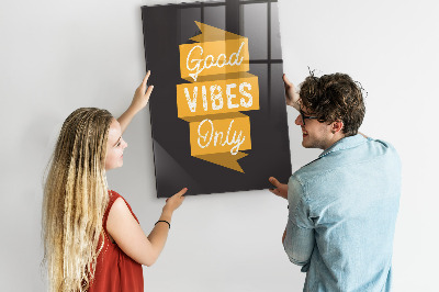 Magnetic glass board Good Vibes Only