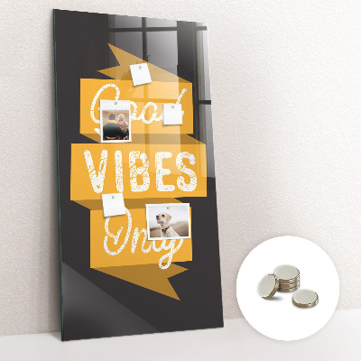 Magnetic glass board Good Vibes Only