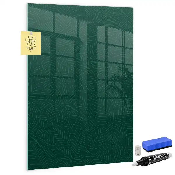 Magnetic dry erase board with line leaf pattern